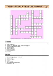 English worksheet: 1 bat Phrasal Verbs Crossword 5