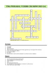 English Worksheet: 1 bat Phrasal Verbs Crossword 6