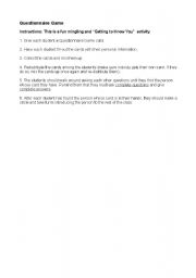 English worksheet: Questionnaire Game