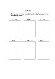 English worksheet: Animals