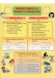 Present Simple vs Present Continuous Review (2 pages)