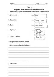 English worksheet: Businessletter 