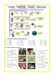 English Worksheet: this, these, that, those