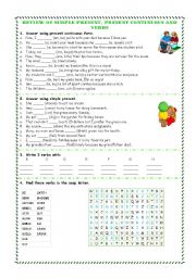 English Worksheet: present continuous and present simple