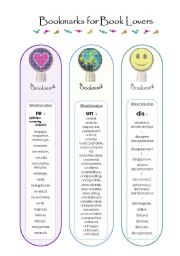 English Worksheet: BookMarks...to study Word Formation (1)