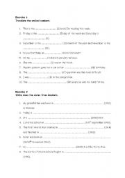 English worksheet: ordinal numbers