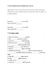 English worksheet: Many/much