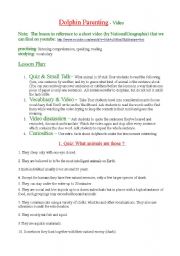 English worksheet: Dolphin parenting - listening comprehension - video study