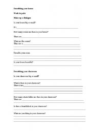 English Worksheet: Describing your house/classroom