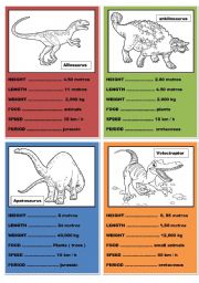 English Worksheet: Dinosaurs cards