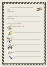 English worksheet: Can