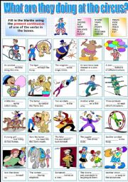 English Worksheet: WHAT ARE THEY DOING AT THE CIRCUS? -PRESENT CONTINUOUS