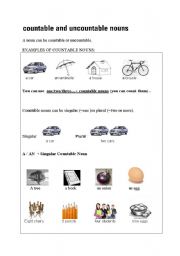 English worksheet: countables and uncountables