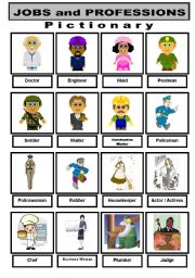 English Worksheet: Jobs and Professions Pictionary