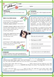 English Worksheet: John Lennon (1  / 6 / 09)