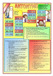 English Worksheet: Antonyms