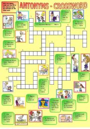 English Worksheet: Antonyms - crossword