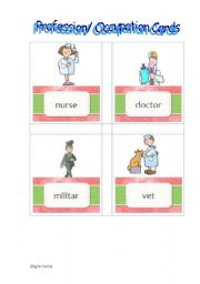 English Worksheet: Profession Cards - Set 1