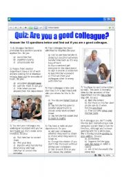 English Worksheet: Quiz: Are you a good colleague?