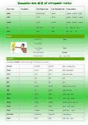 Complete list of IRREGULAR VERBS (1/2) Base Form, Simple Past Tense, Past Participle and  PRONUNCIATION