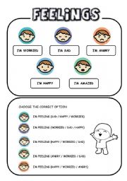 English Worksheet: Feelings (1/3)