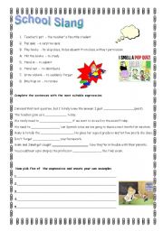 English Worksheet: School Slang