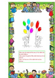 English worksheet: colour the rabbits