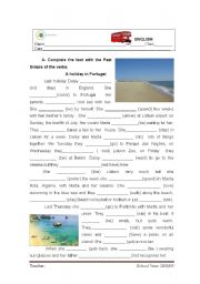 English Worksheet: A holiday in Portugal