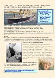 English Worksheet: The Last Titanic Survivor (an article + exercises)