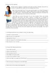 English Worksheet: Test: school unit page 2 (editable)