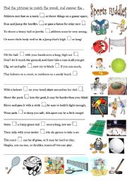 English Worksheet: Sports Riddles II (2-page)