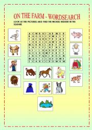 ON THE FARM - WORDSEARCH