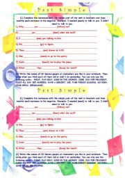 English worksheet: PAST SIMPLE REVISION