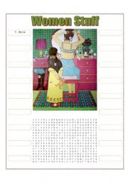 English Worksheet: Women Vocabulary Puzzle (includes key)