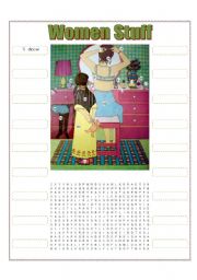 English Worksheet: Women Vocabulary Puzzle (includes key)