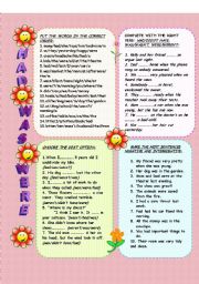 English Worksheet: HAD/WAS/WERE