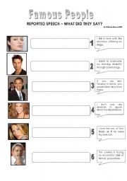 English Worksheet: Reported Speech & Famous People