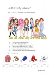 English Worksheet: What are they wearing?