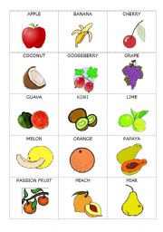 English Worksheet: Fruit, to be, articles and pronouns - game cards