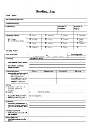 English Worksheet: Reading Log