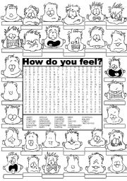 English Worksheet: Wordsearch FEELINGS