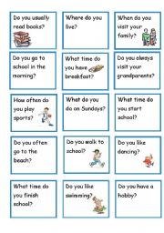 English Worksheet: Routine cards