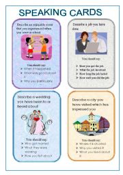 English Worksheet: CARDS FOR SPEAKING SET 1