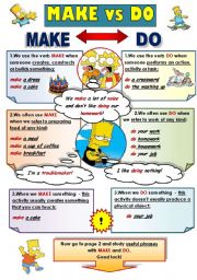 English Worksheet: MAKE vs DO! - GRAMMAR-GUIDE FOR TEENS AND ADULTS WITH GRAMMAR EXPLANATION AND A LIST OF USEFUL PHRASES WITH MAKE AND DO (2 pages)
