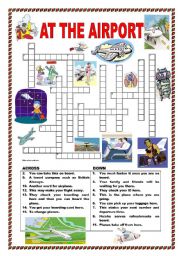 English Worksheet: At the airport - crossword