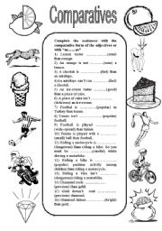 English Worksheet: Comperatives B&W photocopiable