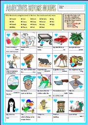 English Worksheet: Adjective before nouns