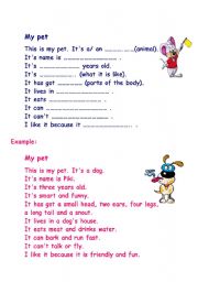 English Worksheet: Describing a pet