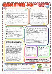 English Worksheet: REVISION ACTIVITIES - FOOD- COUNT-NON COUNT NOUNS - PARTITIVES 