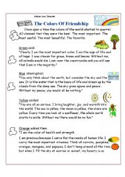 English Worksheet: colors of friendship